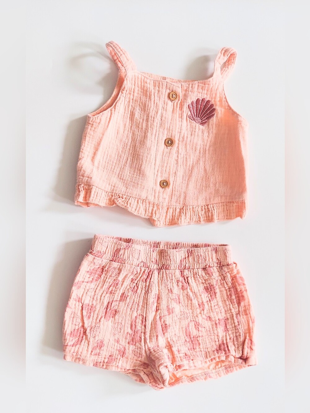 Disney Princess Ariel Gauze Tank and Shorts Set Size 2T Peach 100% Cotton